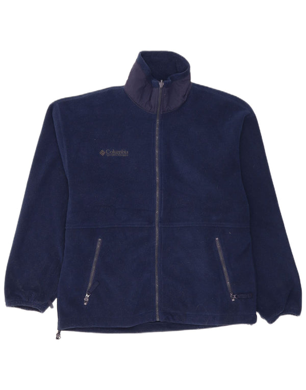 Columbia Mens Loose Fit Fleece Jacket UK 36 Small Navy Blue Polyester