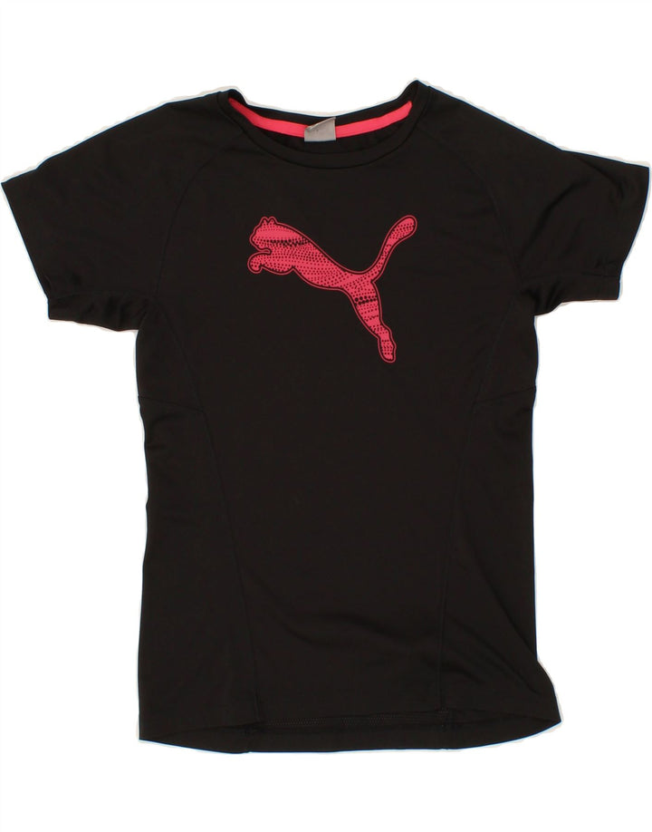 PUMA Girls Graphic T-Shirt Top 11-12 Years Black Polyester Vintage Puma and Second-Hand Puma from Messina Hembry 