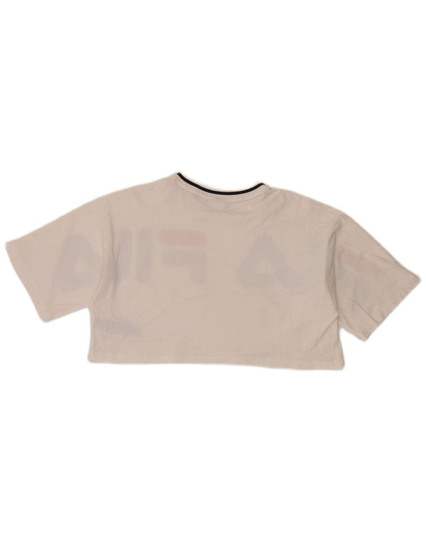 Damska koszulka Fila Crop Oversize z grafiką Top UK 10 Small White Cotton