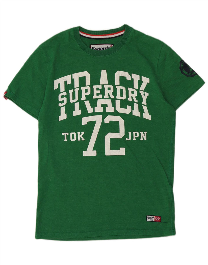 Męski T-shirt z grafiką Superdry, bawełniany, średnio zielony