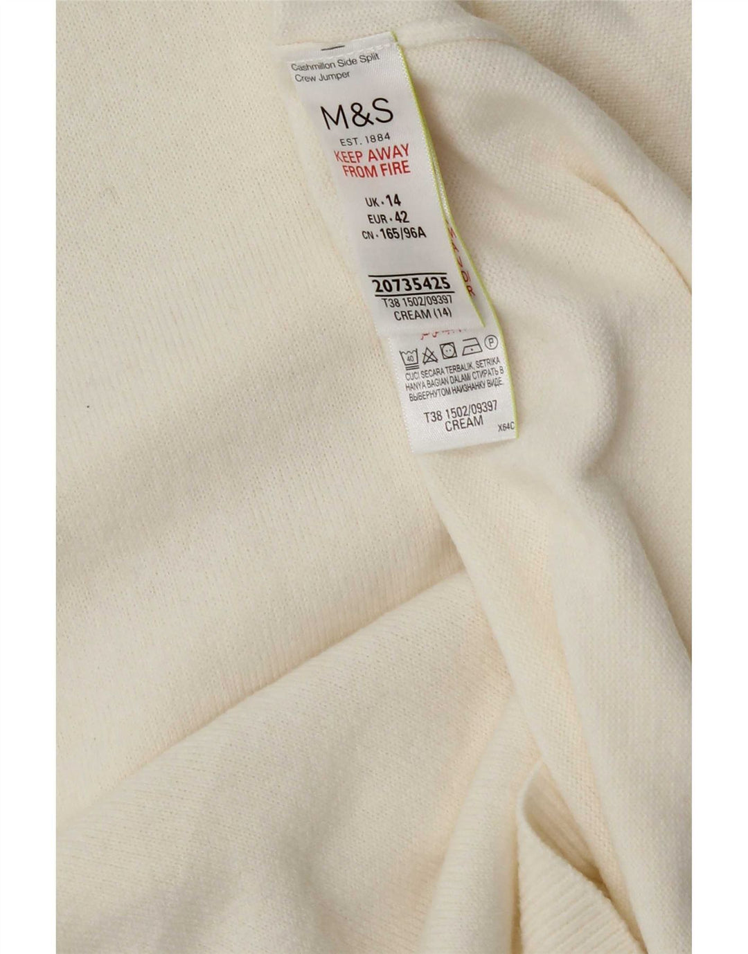 Marks & Spencer Damski sweter z wycięciem pod szyją, UK 14, średni złamanej bieli