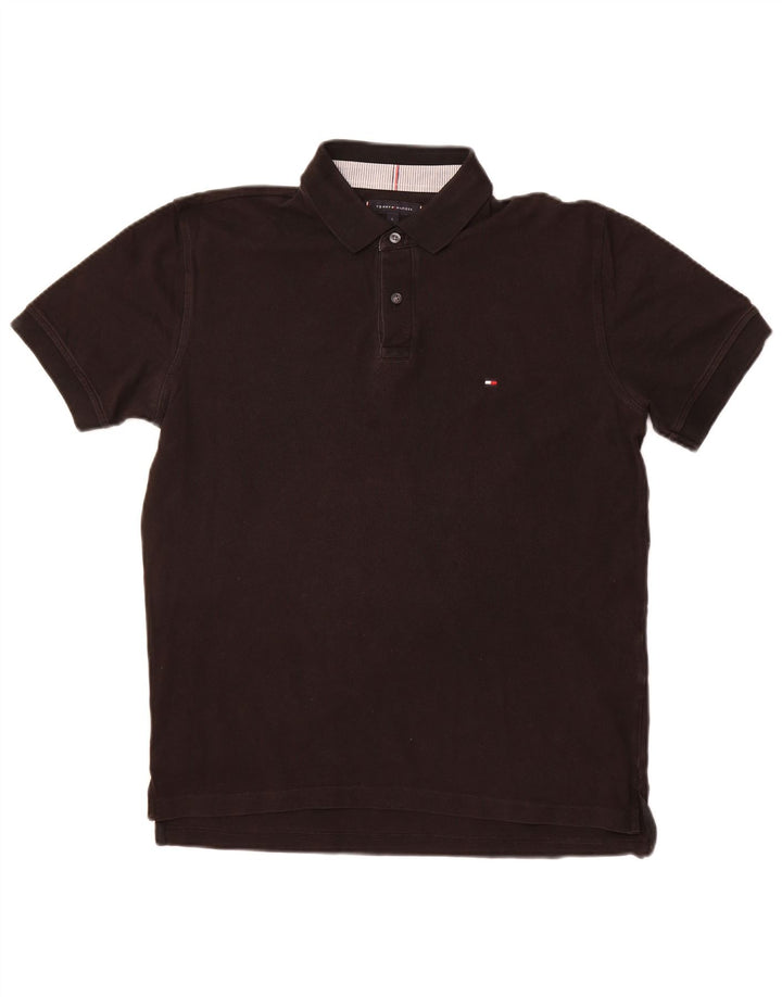 Męska koszulka polo TOMMY HILFIGER, duża, czarna, bawełniana