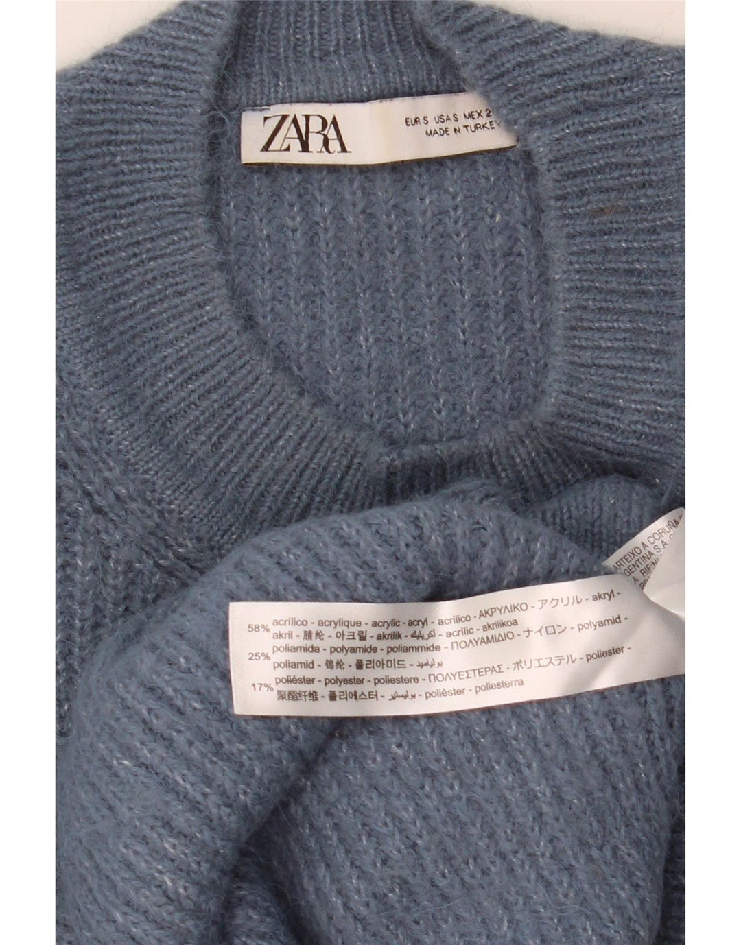 Damski sweter oversize ZARA z okrągłym dekoltem UK 10, mały, granatowy