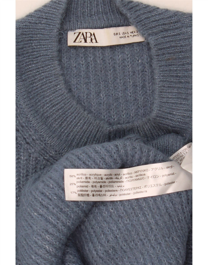 Damski sweter oversize ZARA z okrągłym dekoltem UK 10, mały, granatowy