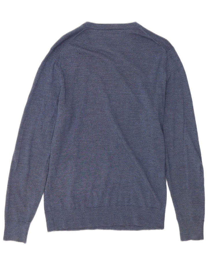 Męski sweter Tommy Hilfiger z dekoltem w kształcie litery V, średni niebieski, wełna merynosów