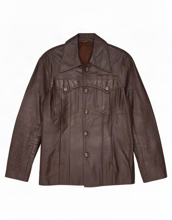 Vintage męska kurtka skórzana UK 36 Small Brown