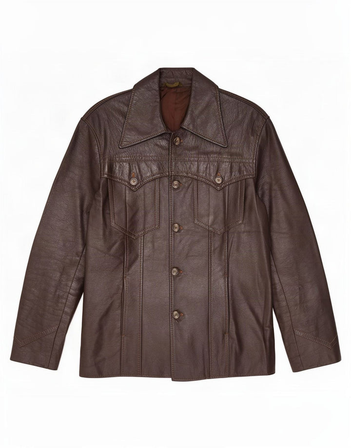 Vintage męska kurtka skórzana UK 36 Small Brown