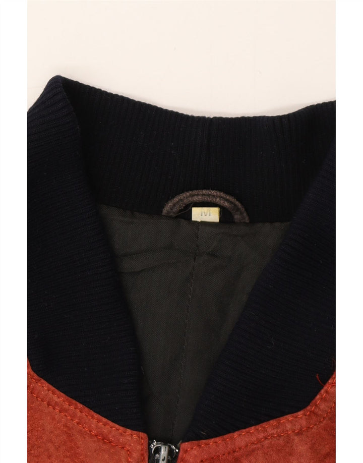 Męska zamszowa kurtka bomber o luźnym kroju VINTAGE UK 38 w kolorze średniej czerwieni