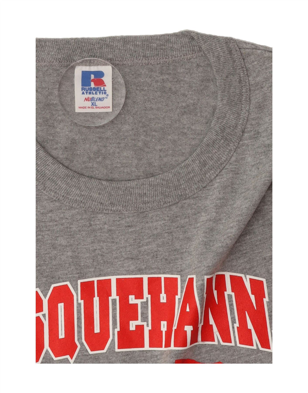RUSSELL ATHLETIC Mens Graphic T-Shirt Top XL Grey Polyester Vintage Russell Athletic and Second-Hand Russell Athletic from Messina Hembry 