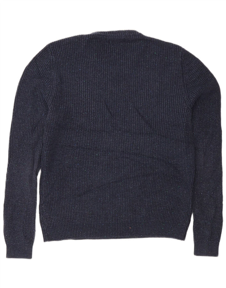 Męski sweter Zara z okrągłym dekoltem, duży, granatowy, akrylowy