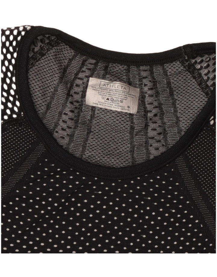 T-shirt damski ATHLETA Top UK 8, mały, czarny, cętkowany poliester