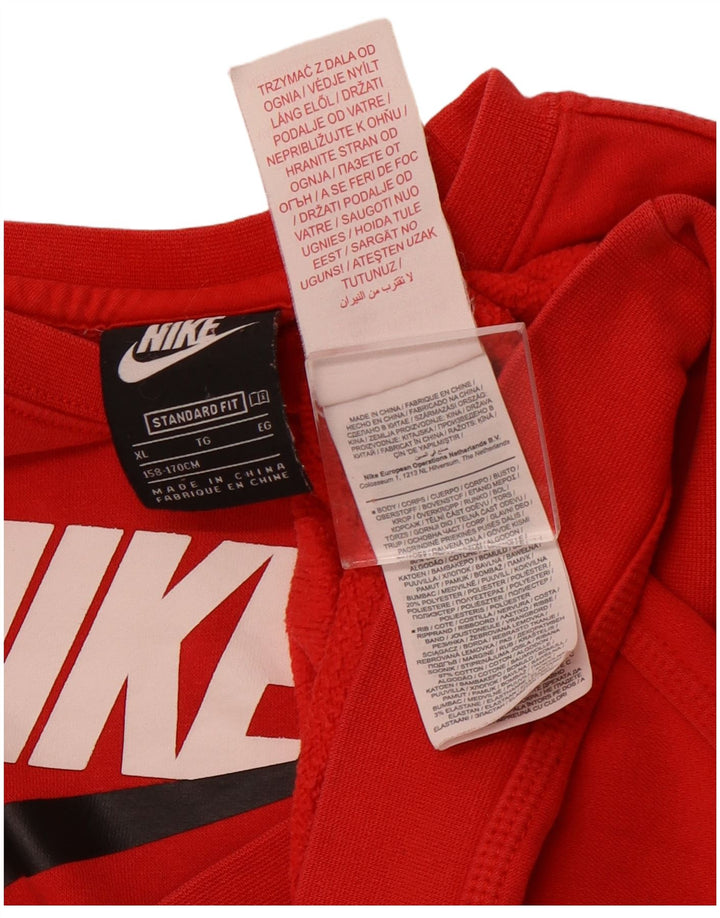 Chłopięcy sweter z grafiką NIKE, 13-14 lat, XL, czerwony, bawełniany