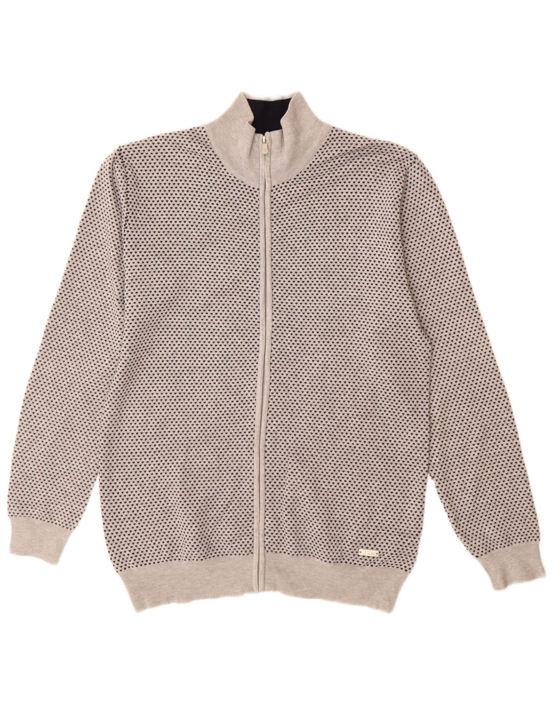Męski sweter rozpinany Trussardi, duży, szary, wiskoza w cętki