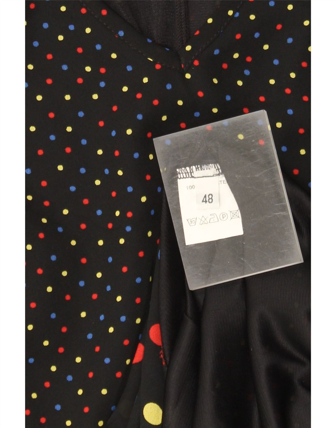 Damska sukienka w kształcie litery A w stylu vintage IT 48 XL, poliester w czarne cętki