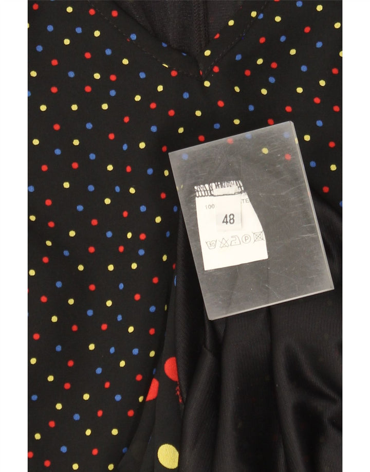 Damska sukienka w kształcie litery A w stylu vintage IT 48 XL, poliester w czarne cętki