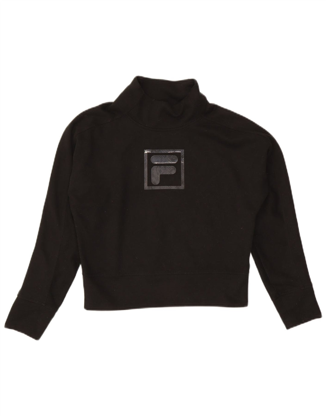 Damski top Fila Crop Oversize z grafiką, długim rękawem, UK 6 XS, czarny poliester