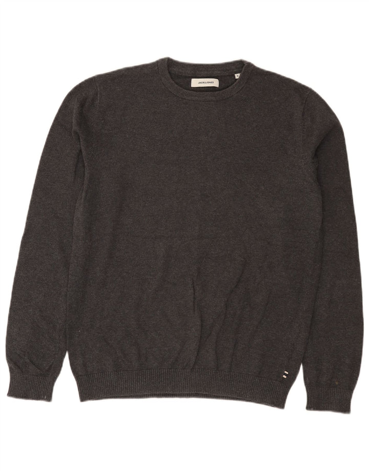 Męski sweter Jack & Jones z okrągłym dekoltem, mały, szary, bawełniany