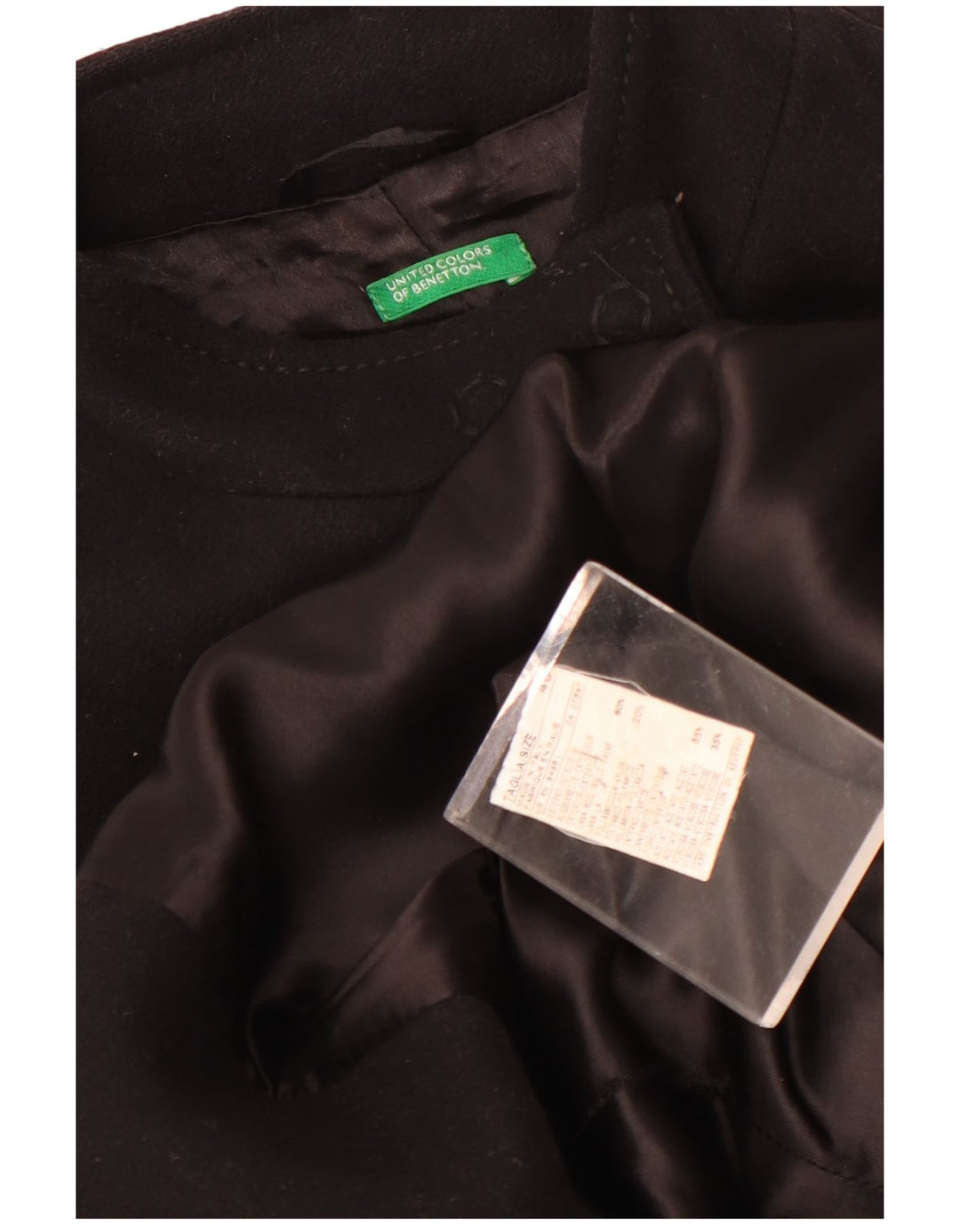 Płaszcz damski Benetton IT 46, duży, czarny, wełniany