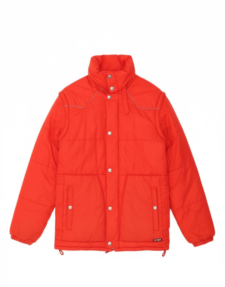 MC ROSS Womens Padded Jacket IT 46 Large Red Polyester Vintage MC Ross and Second-Hand MC Ross from Messina Hembry 