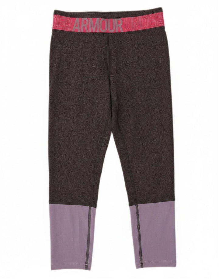 Dziewczęce legginsy z grafiką Under Armour 9-10 lat, średnioszare, z blokami kolorów