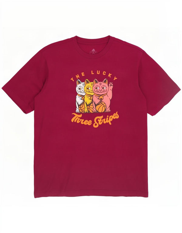 Adidas Mens Graphic T-Shirt Top Medium Burgundy Cotton