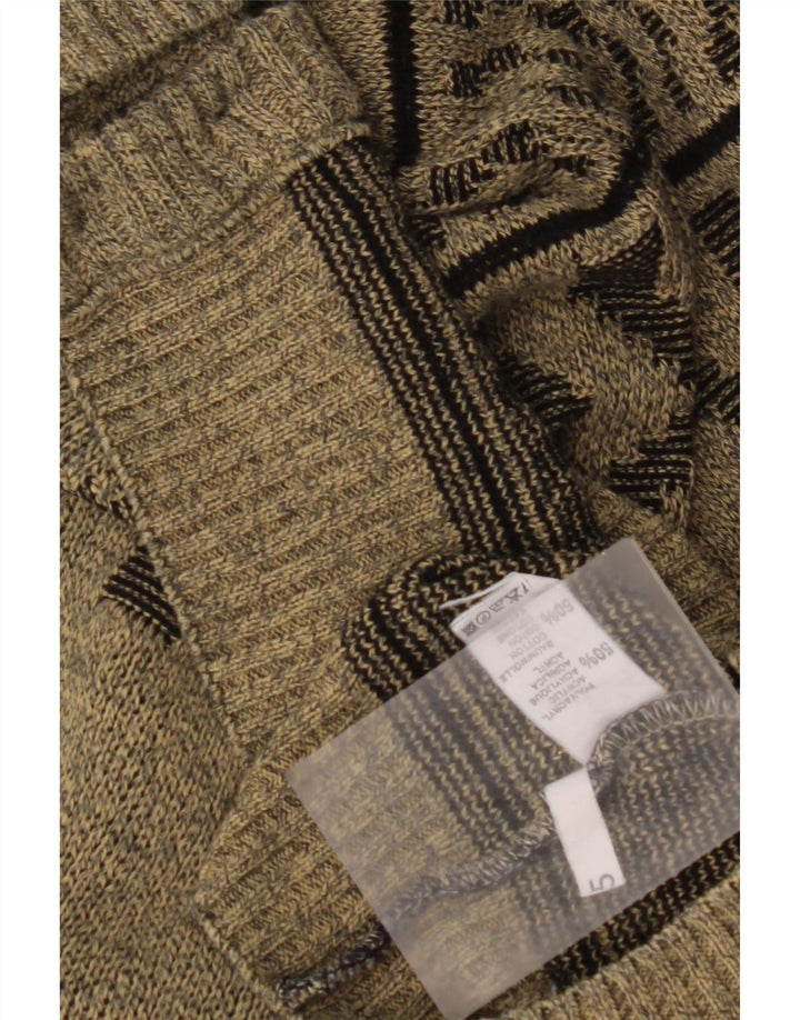 Męski sweter rozpinany VINTAGE, duży, geometryczny, khaki, bawełniany