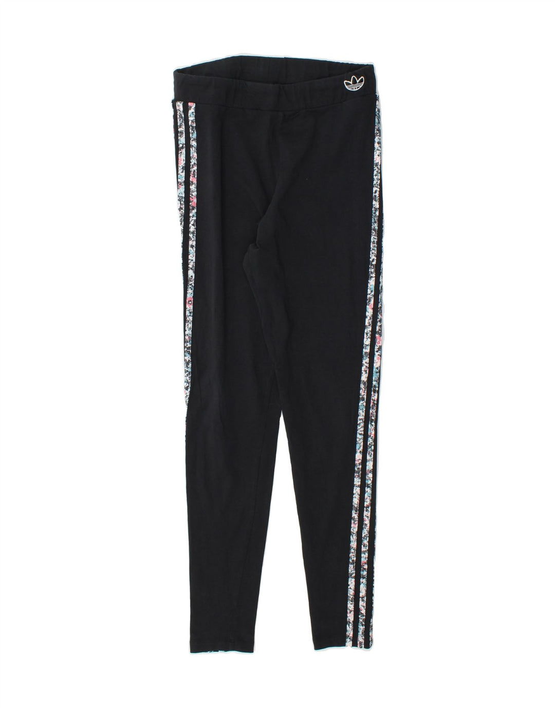 ADIDAS Womens Graphic Leggings UK 14 Medium Black Cotton Vintage Adidas and Second-Hand Adidas from Messina Hembry 