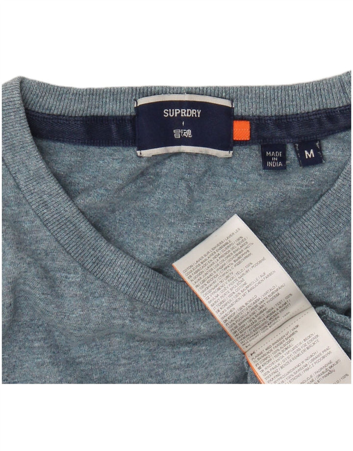 SUPERDRY Męski T-shirt Top Średnioniebieski, bawełniany w cętki