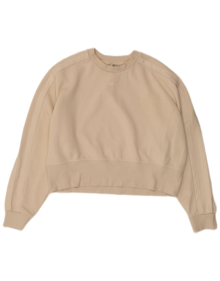 Damska bluza Adidas Crop Jumper UK 12 Średnia beżowa bawełna