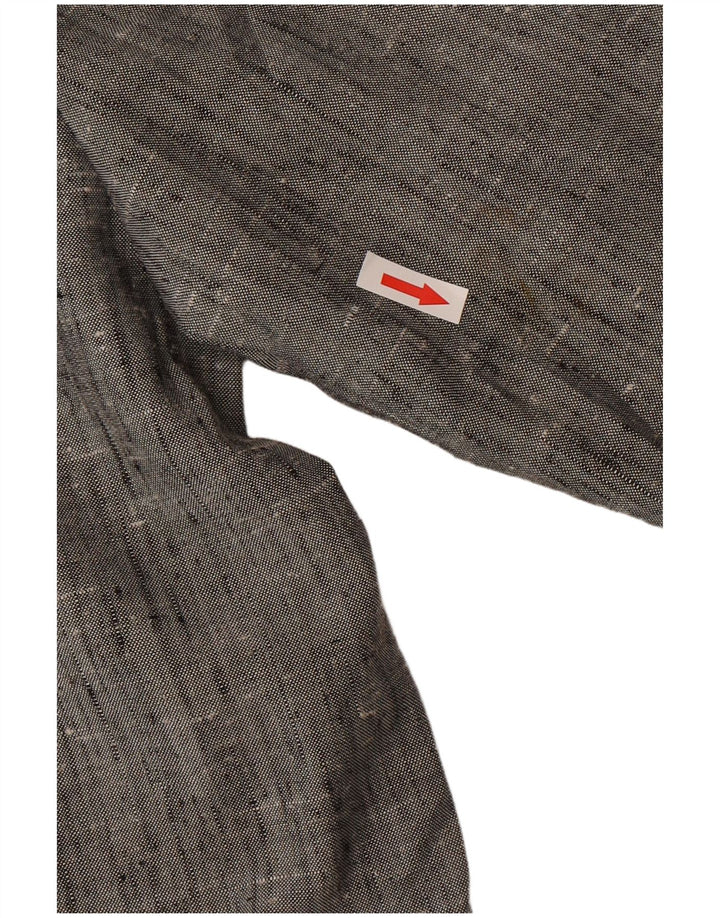 Męska marynarka zapinana na 2 guziki w stylu vintage IT 50, duży, szary, nakrapiany poliester