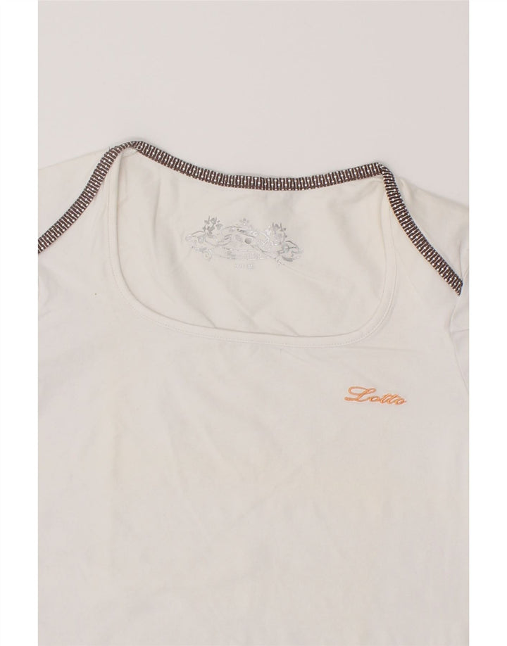 LOTTO Womens T-Shirt Top UK 12 Medium White Cotton Vintage Lotto and Second-Hand Lotto from Messina Hembry 