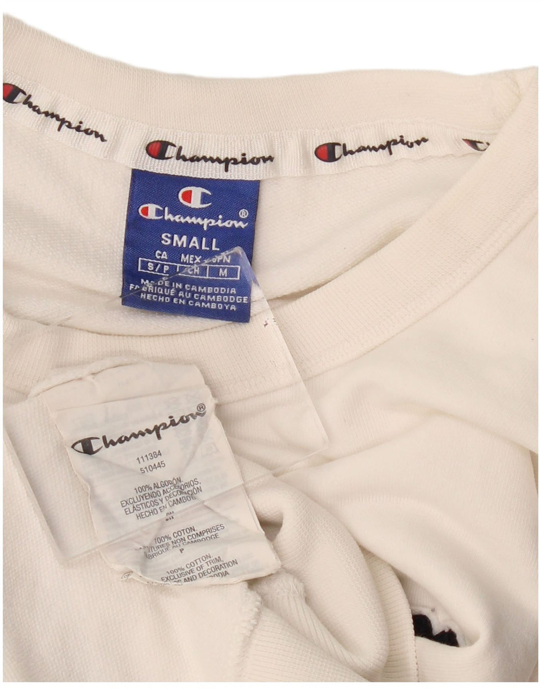 Damska bluza CHAMPION Oversize Crop Graphic Jumper UK 10 Small White
