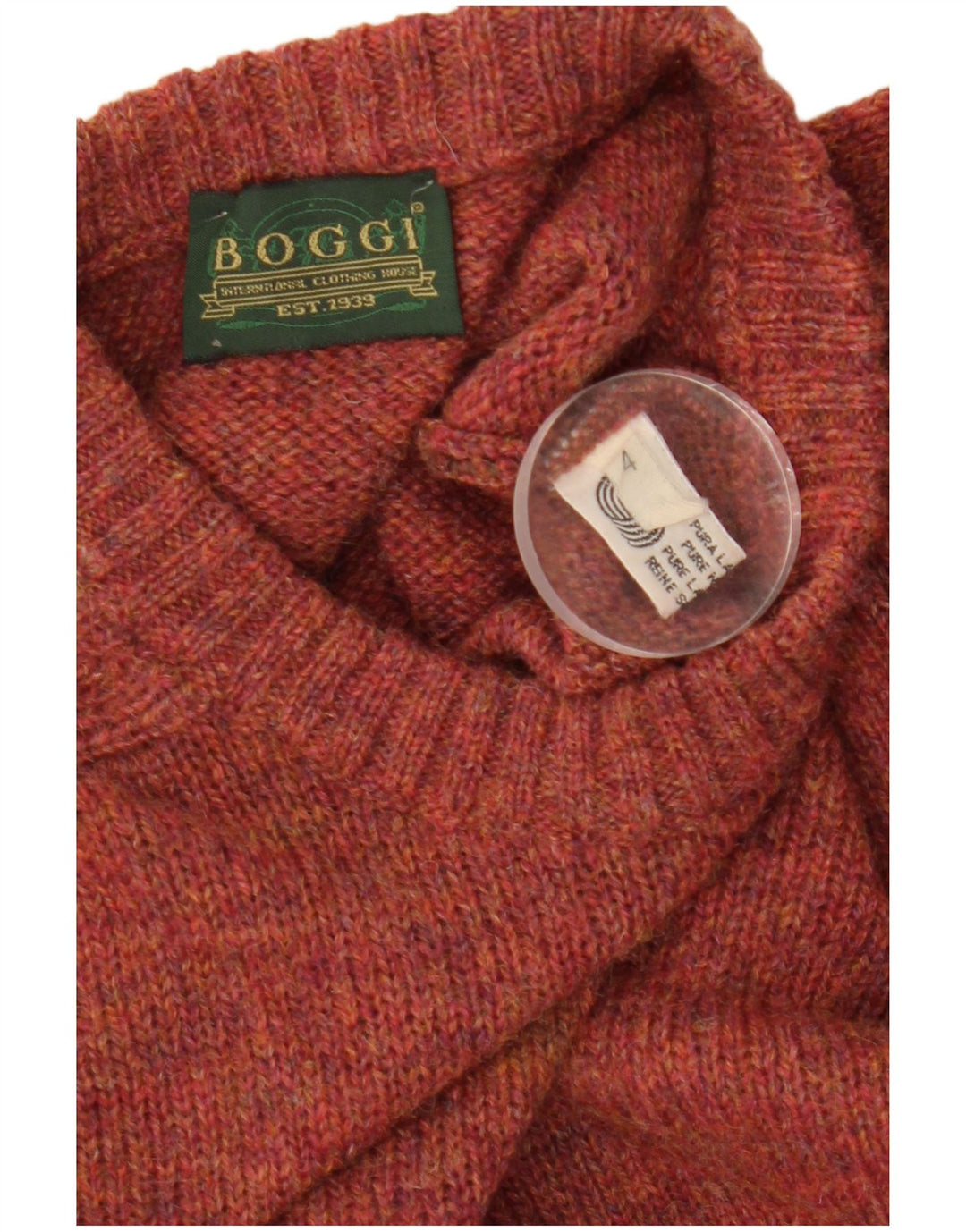 Boggi Męski sweter z okrągłym dekoltem, średnio bordowa wełna