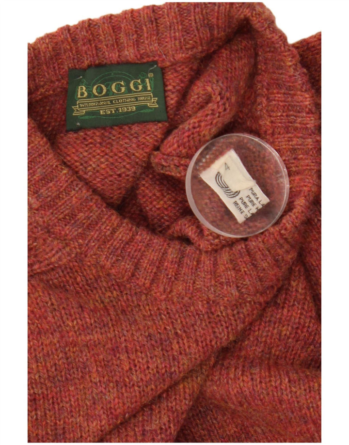 Boggi Męski sweter z okrągłym dekoltem, średnio bordowa wełna
