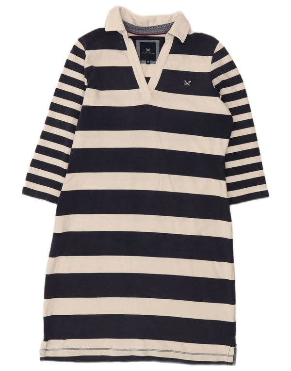 Crew Clothing Damska sukienka polo z rękawem 3/4 UK 12, średnie granatowe paski