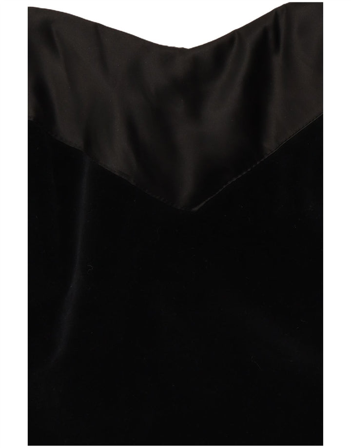 VINTAGE damska aksamitna sukienka wiązana na szyi UK 10 mała czarna