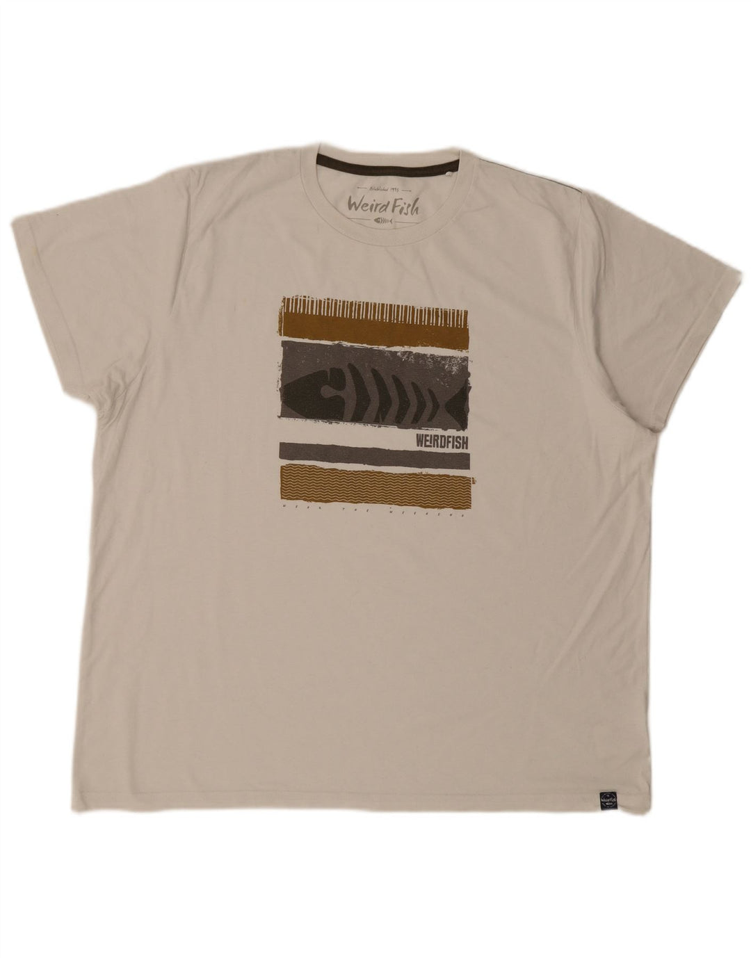 Męska koszulka graficzna WEIRD FISH Top 3XL, biała bawełna