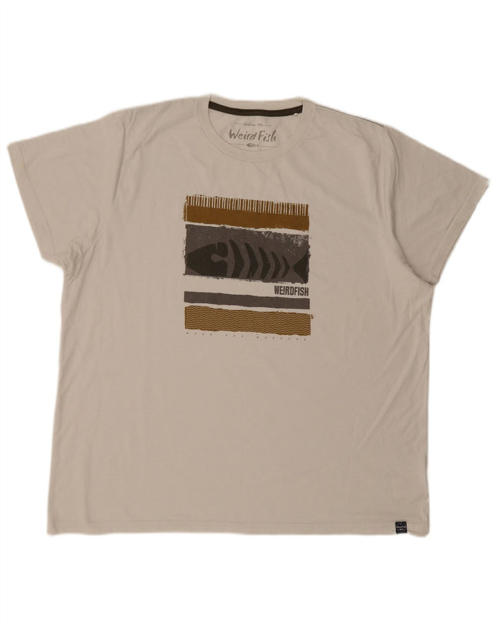 Męska koszulka graficzna WEIRD FISH Top 3XL, biała bawełna