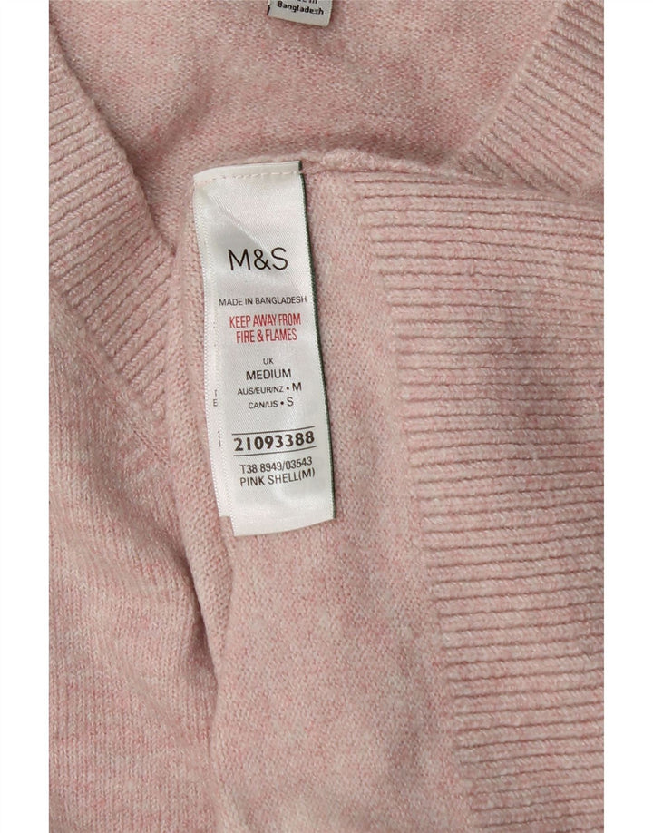 Marks & Spencer Damski sweter oversize z dekoltem w kształcie litery V, UK 14, średni róż