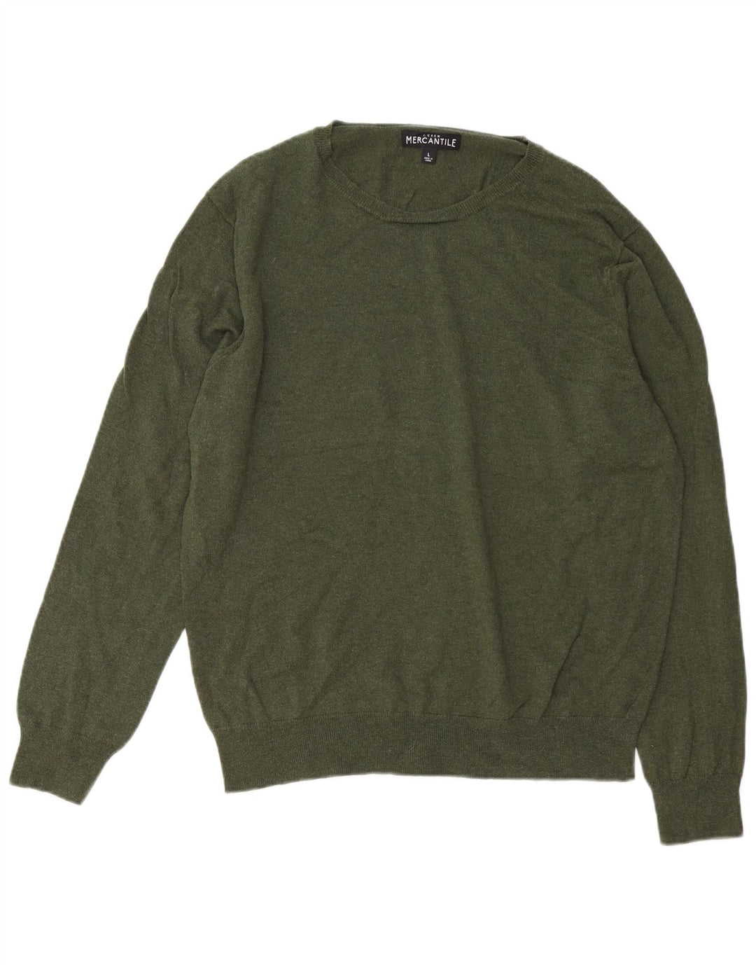 J. CREW Męski sweter z okrągłym dekoltem Mercantile, duży, bawełniany khaki