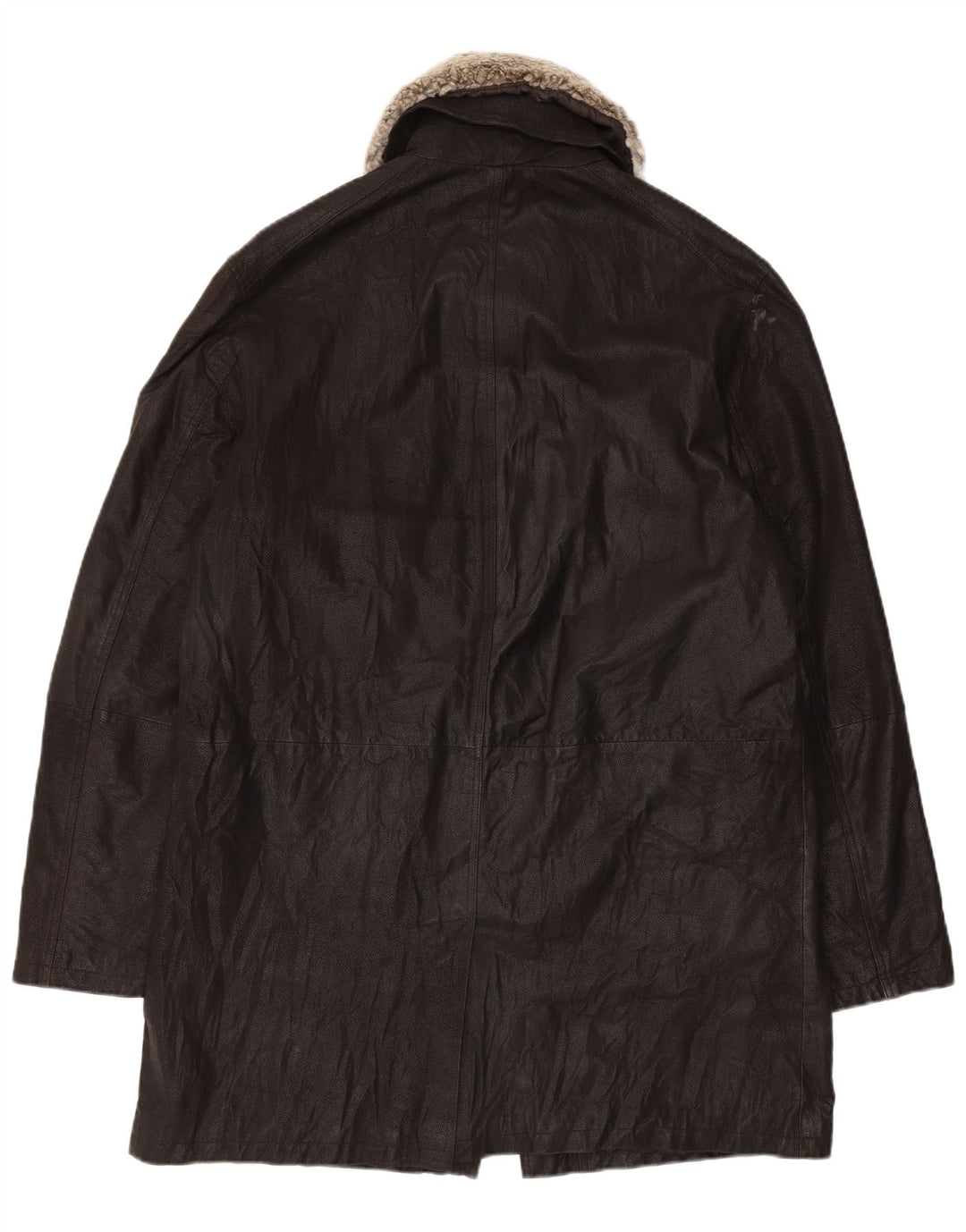 Vintage męski płaszcz skórzany IT 54 2XL czarna skóra