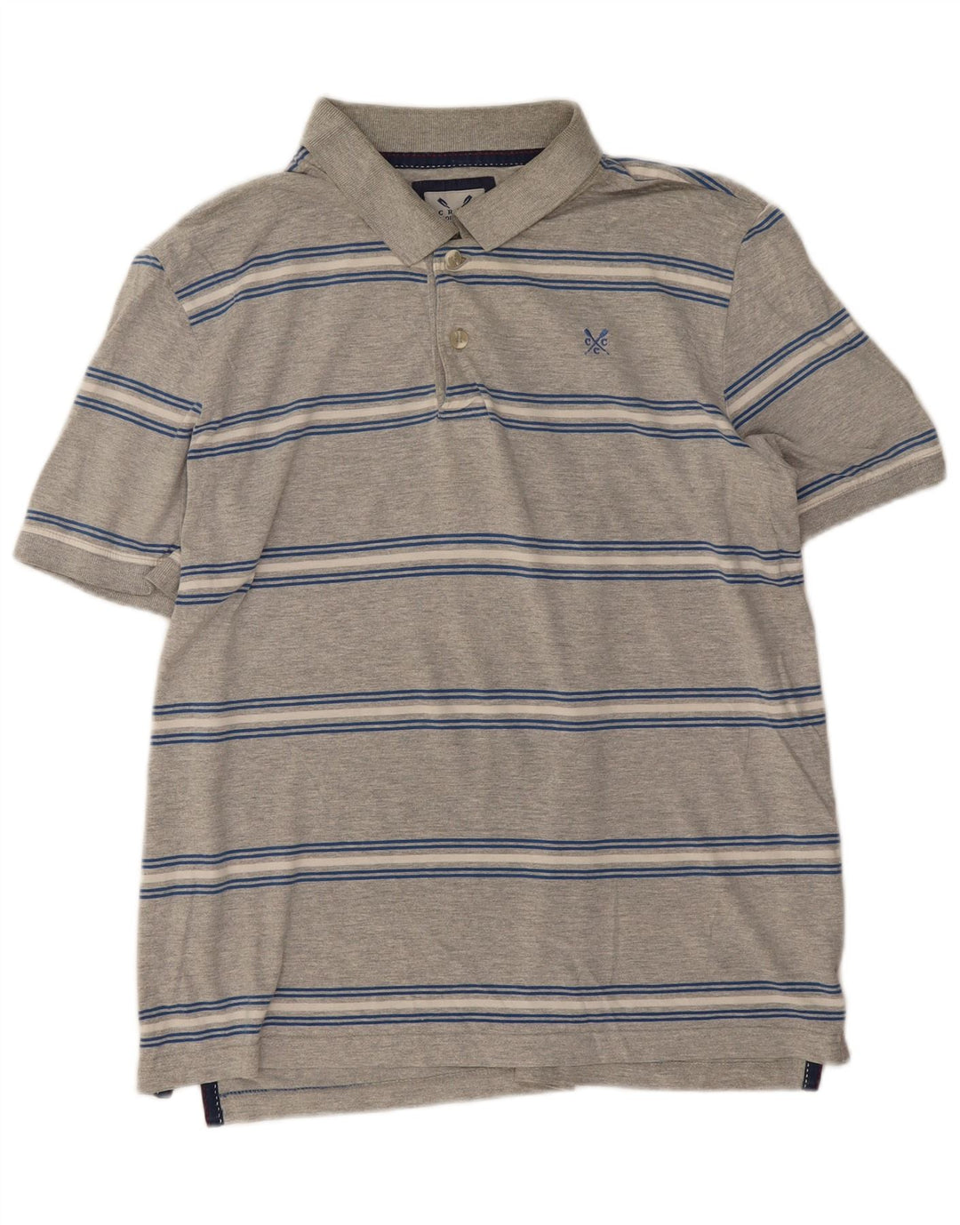 Crew Clothing Męska koszulka polo Średnio szara, bawełniana w paski