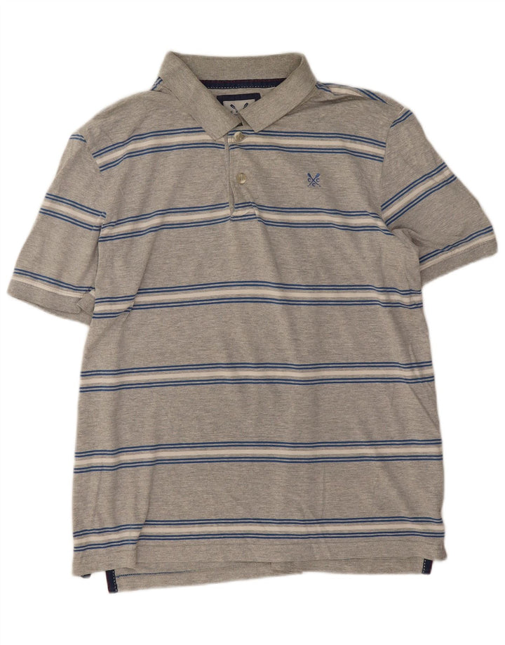 Crew Clothing Męska koszulka polo Średnio szara, bawełniana w paski