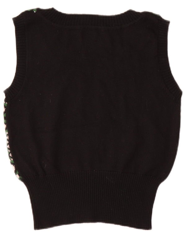 Vintage damski podkoszulek z kamizelką UK 8, mały czarny geometryczny