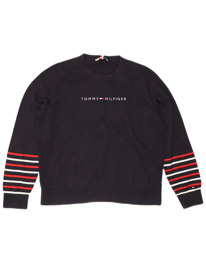 Damski sweter z okrągłym dekoltem TOMMY HILFIGER UK 14, średni granat