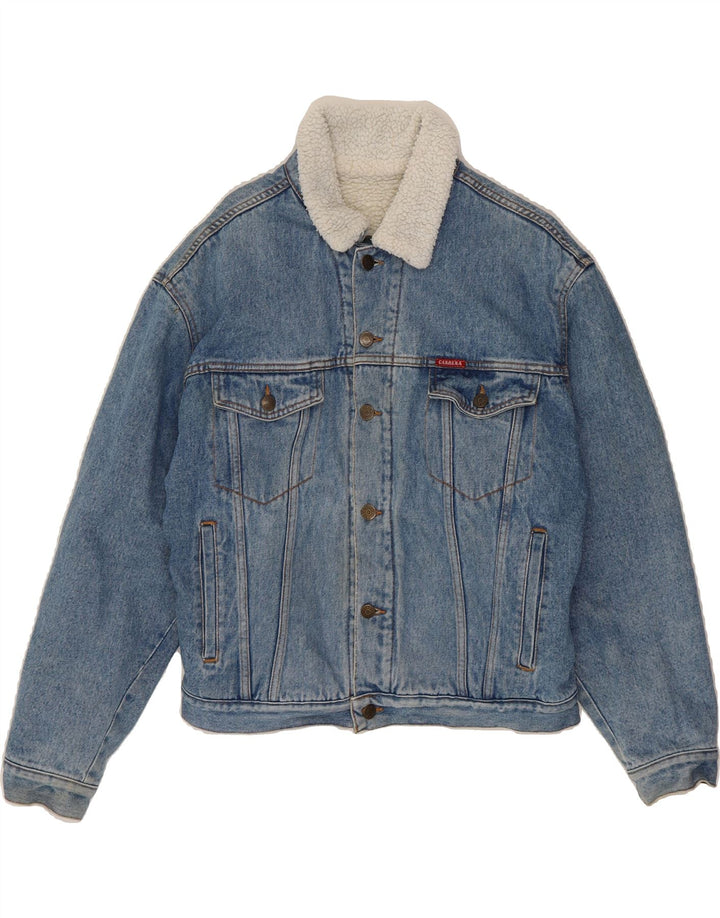 CARRERA Mens Denim Sherpa Jacket UK 36 Small Blue Cotton Classic Vintage Carrera and Second-Hand Carrera from Messina Hembry 