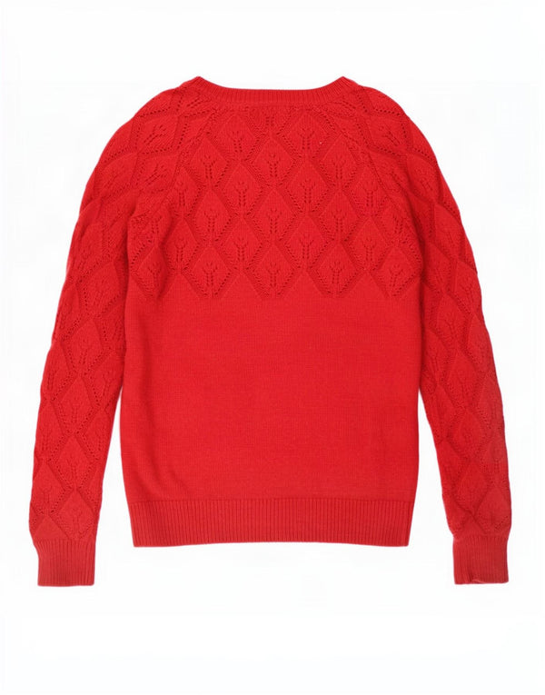 Crew Clothing Damski sweter z okrągłym dekoltem UK 8 Mały, bordowy akryl