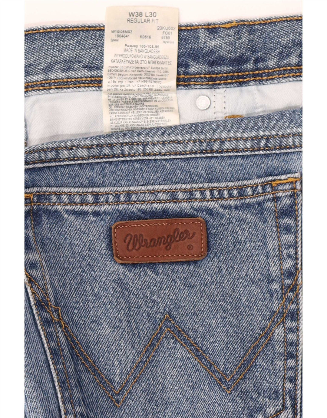 Męskie dżinsy Wrangler o prostym kroju W38 L30, niebieska bawełna