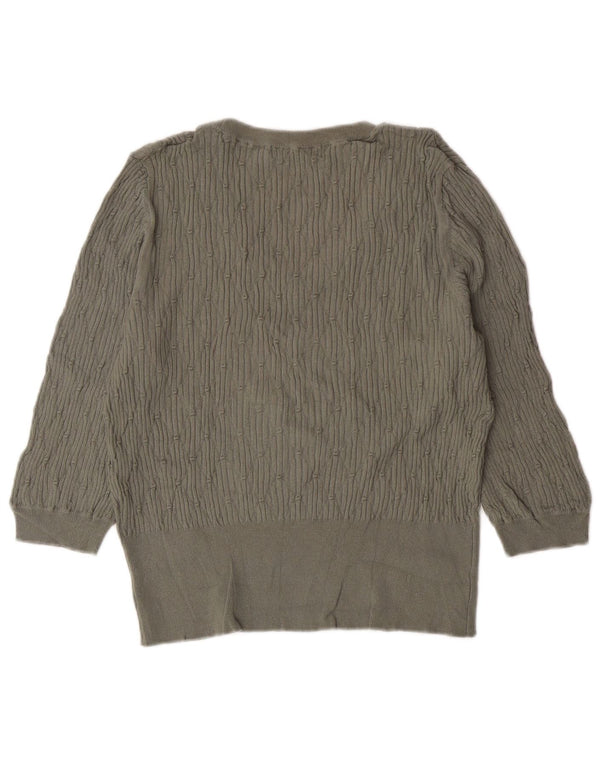 MARKS & SPENCER Damski sweter z 3/4 rękawami i dekoltem w kształcie litery V, UK 16, duży zielony