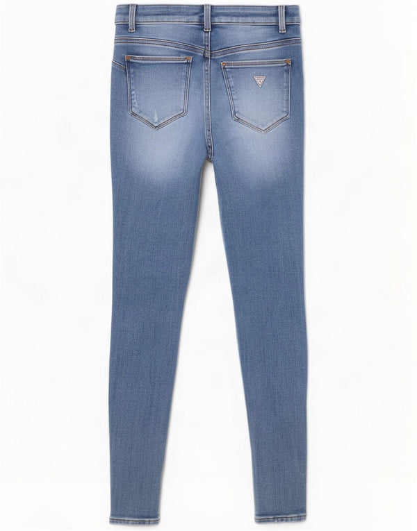 Guess Womens Curvy X Distressed Mid Rise Skinny Jeans W27 L28 Blue Cotton
